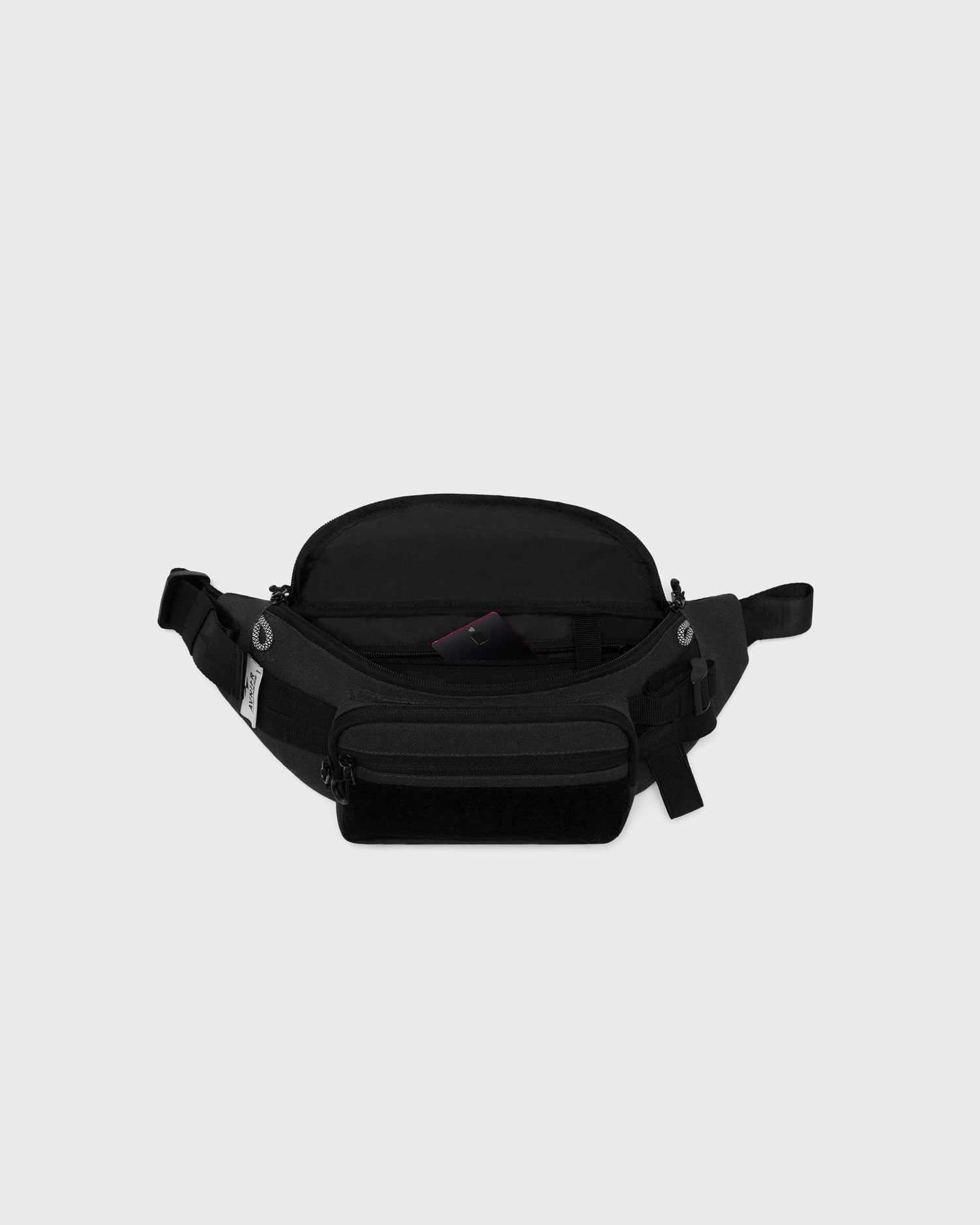 Banane noire Avnier ouverte, vue complète de l’intérieur et des rangements multiples. - noir