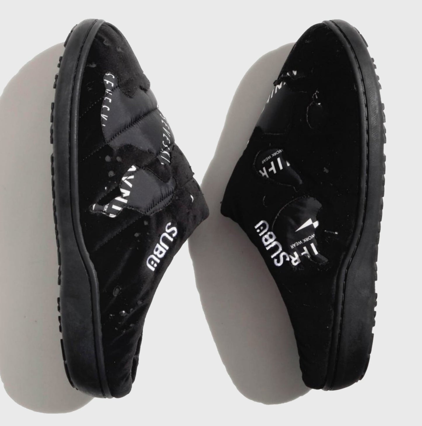 Chausson AVNIER × SEVESKIG × SUBU, profil extérieur, logo SEVESKIG brodé, alliance du design japonais et français.