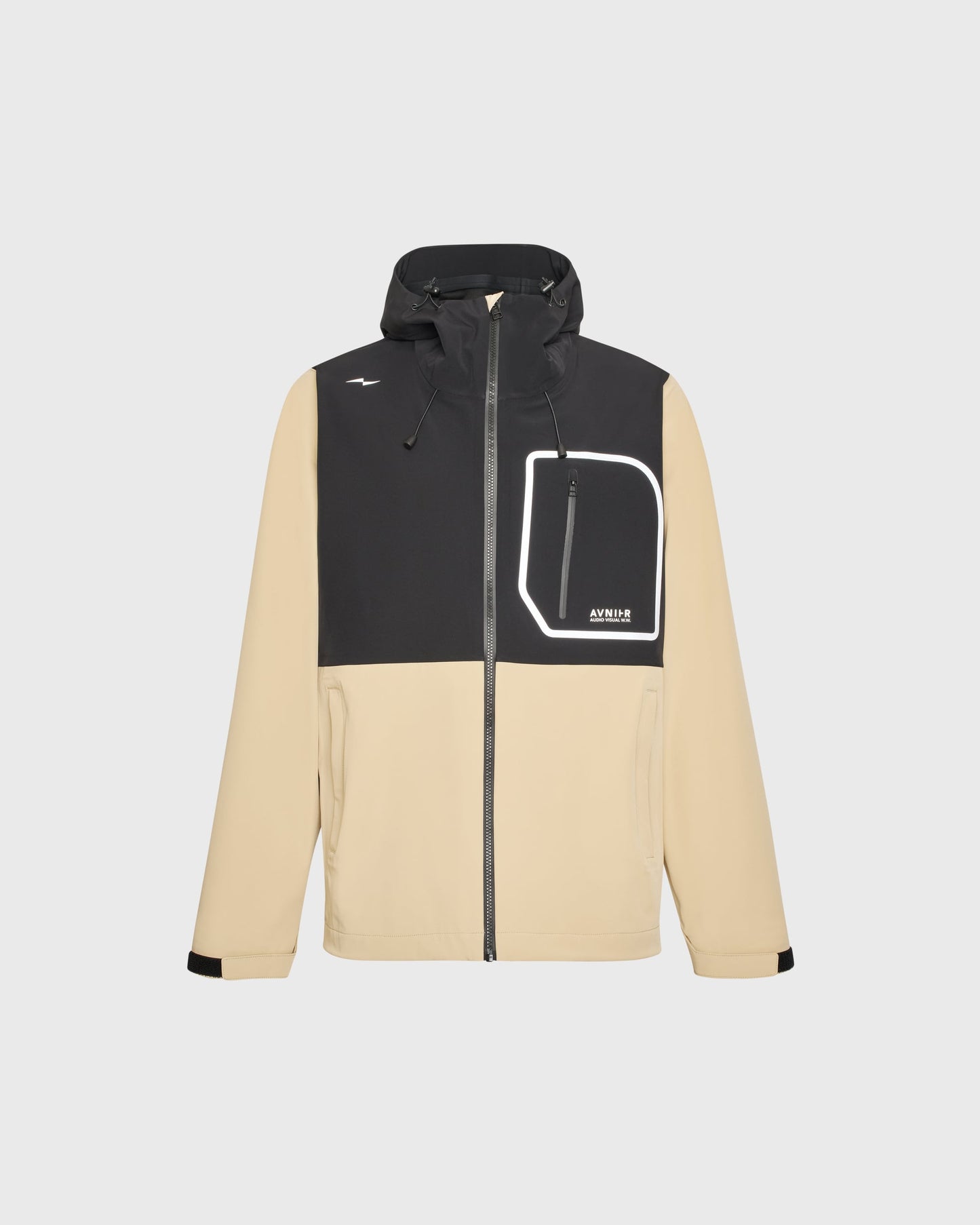 Veste Avnier Hardshell Interlude beige, imperméable et coupe-vent, conçue pour un usage professionnel audiovisuel. - beige